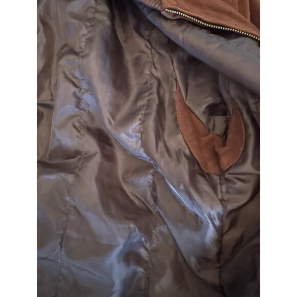 Vintage Suede Leather Rich Brown Bomber Jacket Men's L Coat - Picture 9 of 16